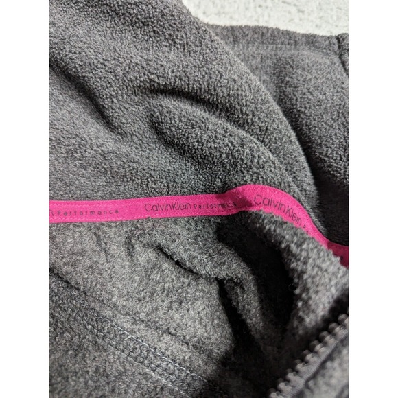Calvin Klein Performance Fleece Jacket Womens Large Gray Long Sleeve Pockets Zip - Picture 6 of 14